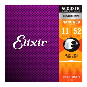 Elixir 11027 Acoustic Nanoweb 80/20 Bronze Custom Light ( 11-52 )
