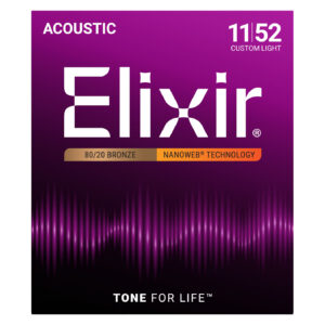 Elixir 11027 Acoustic Nanoweb 80/20 Bronze Custom Light ( 11-52 )