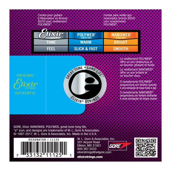 Elixir 11125 Acoustic Polyweb 80/20 Bronze Resonator ( 16-56 ) - Image 2