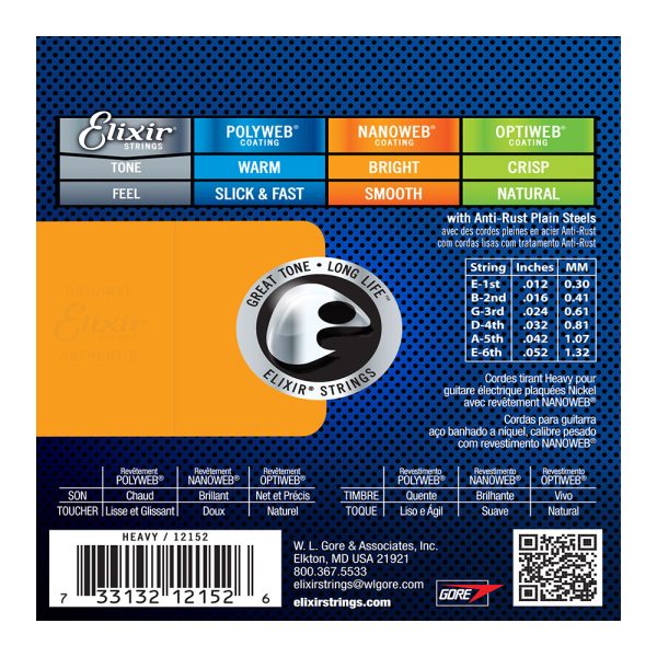 Elixir 12152 Electric Nanoweb Nickel Heavy ( 12-52 ) - Image 2