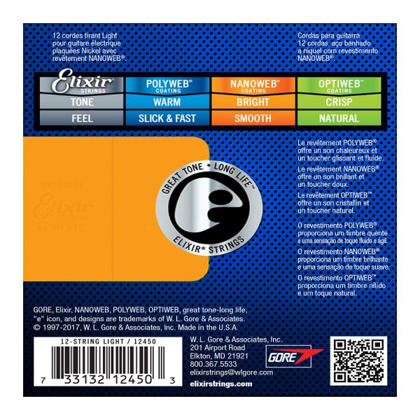 Elixir 12450 Electric Nanoweb Nickel 12 String Light ( 10-46 ) - Image 2