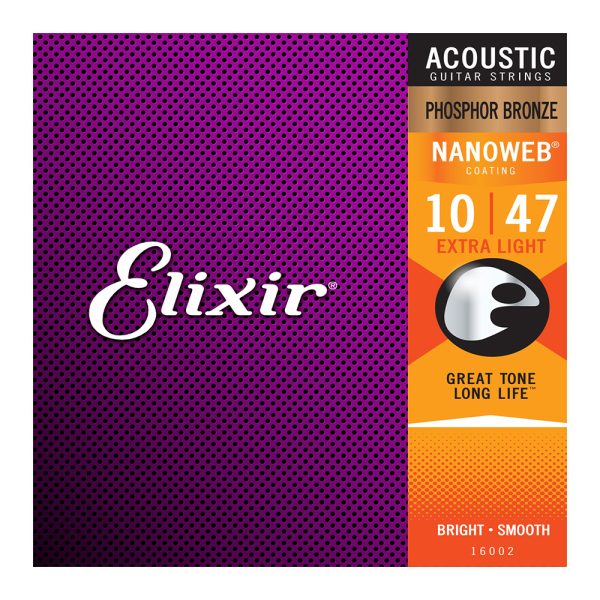 Elixir 16002 Acoustic Nanoweb 92/8 Phosphor Bronze Extra Light ( 10-47 )
