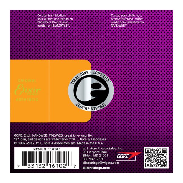 Elixir 16102 Acoustic Nanoweb 92/8 Phosphor Bronze Medium ( 13-56 ) - Image 2