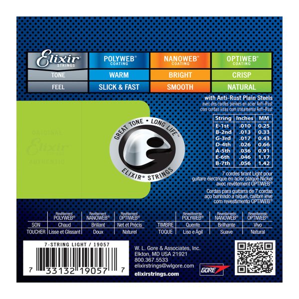 Elixir 19057 Electric OPTIWEB Nickel 7 String Light ( 10-56 ) - Image 2