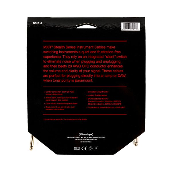 Dunlop MXR Stealth Instrument Cable - 10ft Straight - Image 3