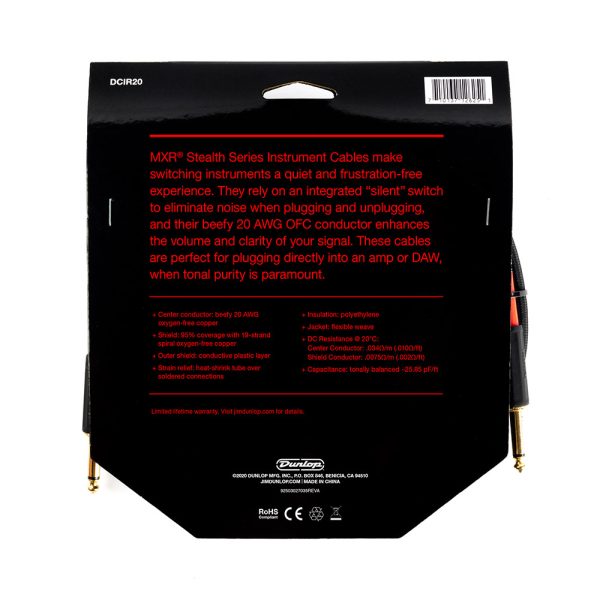Dunlop MXR Stealth Instrument Cable - 20ft Straight - Image 3