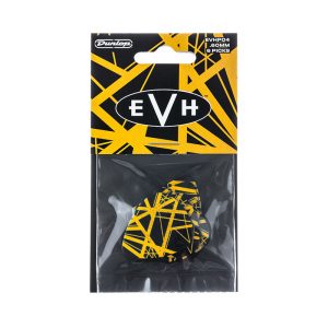 Dunlop EVH 04 VHII Black With Yellow Stripes Max Grip 0.60mm - Player Pack