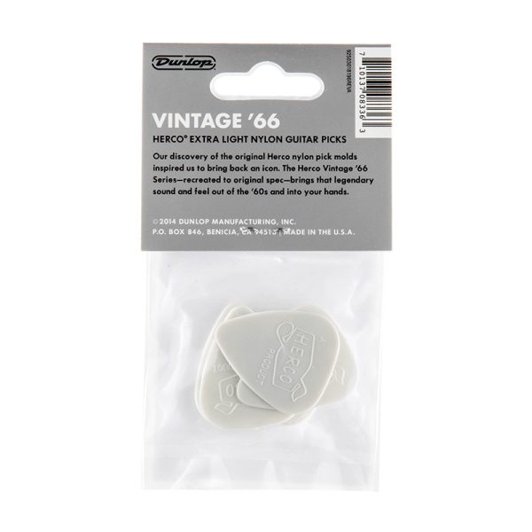 Dunlop Herco Vintage 66 Extra Light White - Player Pack - Image 2