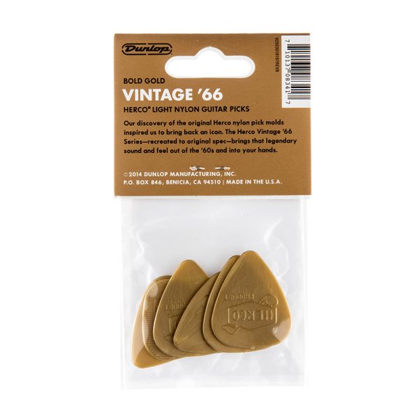 Dunlop Herco Vintage 66 Light Gold - Player Pack - Image 2