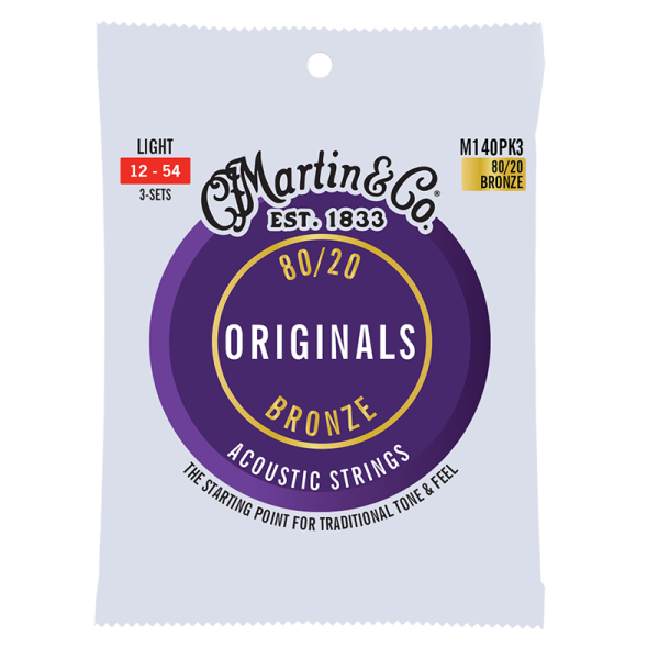 Martin Originals 80/20 Bronze 3 Pack Light ( 12-54 ) M140PK3