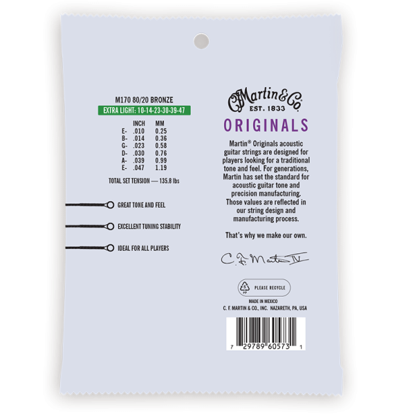 Martin Originals 80/20 Bronze Extra Light ( 10-47 ) M170 - Image 2
