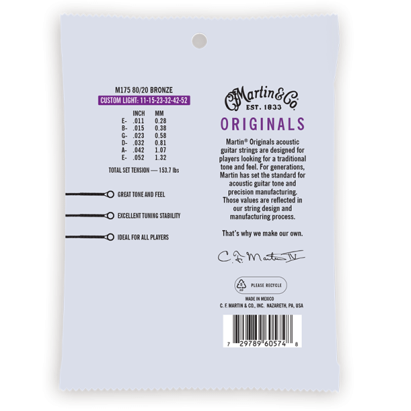 Martin Originals 80/20 Bronze Custom Light ( 11-52 ) M175 - Image 2