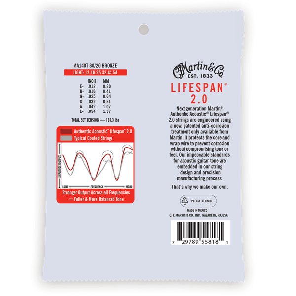 Martin Lifespan 2.0 80/20 Bronze Light ( 12-54 ) MA140T - Image 2
