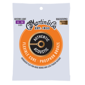 Martin Flexible Core Phosphor Bronze 3 Pack Custom Light ( 11-52 ) MA535FXPK3