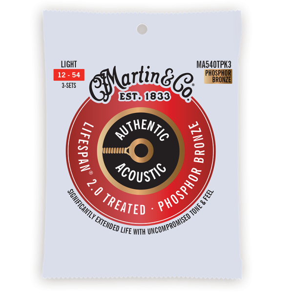 Martin Lifespan 2.0 Phosphor Bronze 3 Pack Light ( 12-54 ) MA540TPK3
