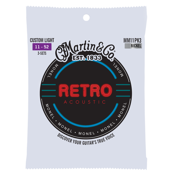 Martin Retro Monel 3 Pack Custom Light ( 11-52 ) MM11PK3