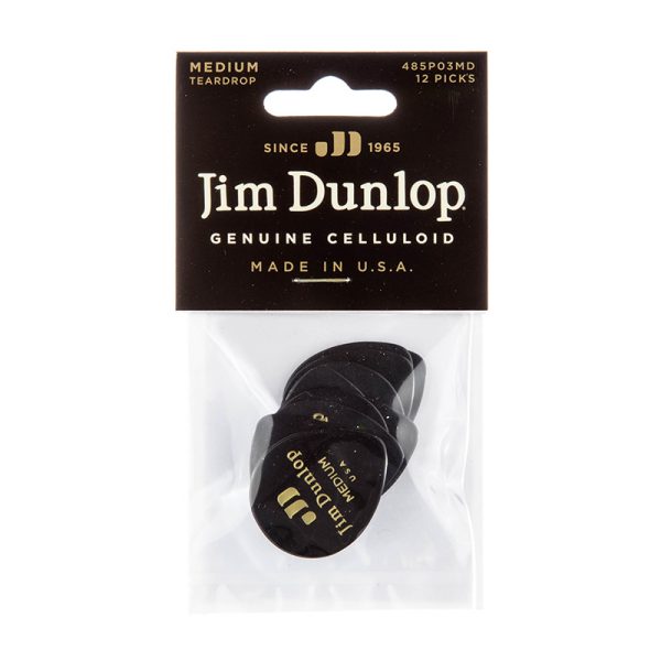 Dunlop Celluloid Tear Drop Black Medium - Player Pack