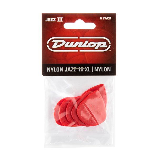 Dunlop Nylon Jazz III XL Red Nylon Sharp 1.38mm - Player Pack