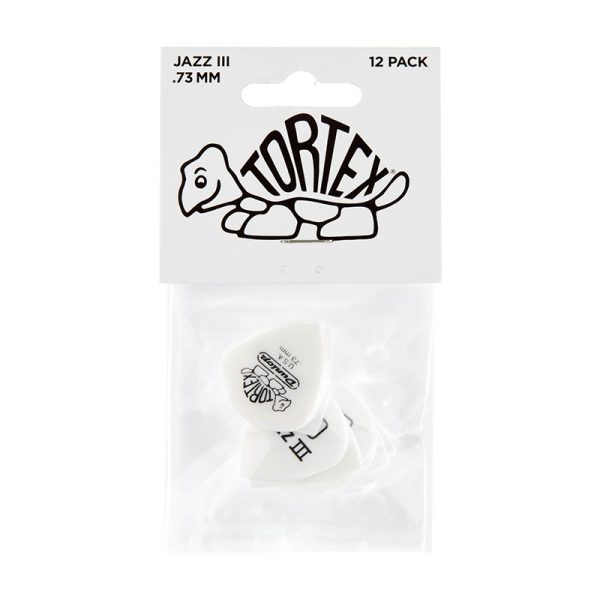 Dunlop Tortex Jazz III White 0.73mm Guitar Plectrums - Player Pack