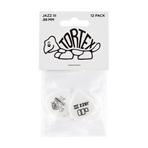 Dunlop Tortex Jazz III White 0.88mm Guitar Plectrums - Player Pack