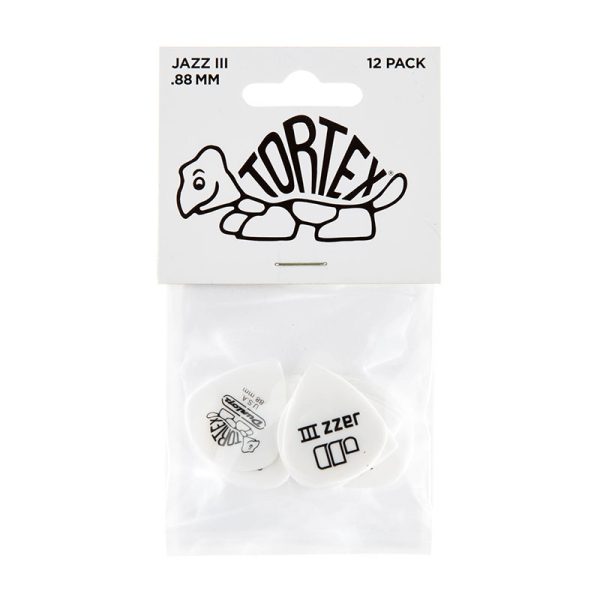 Dunlop Tortex Jazz III White 0.88mm Guitar Plectrums - Player Pack