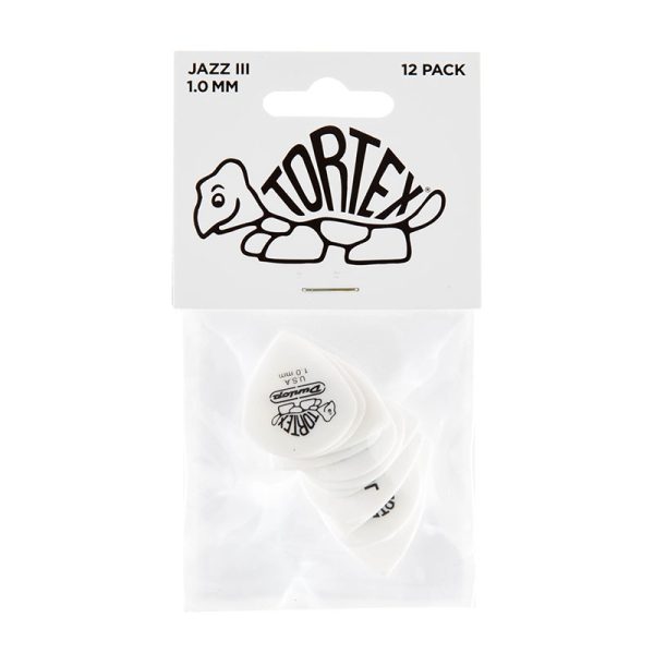 Dunlop Tortex Jazz III White 1.00mm Guitar Plectrums - Player Pack