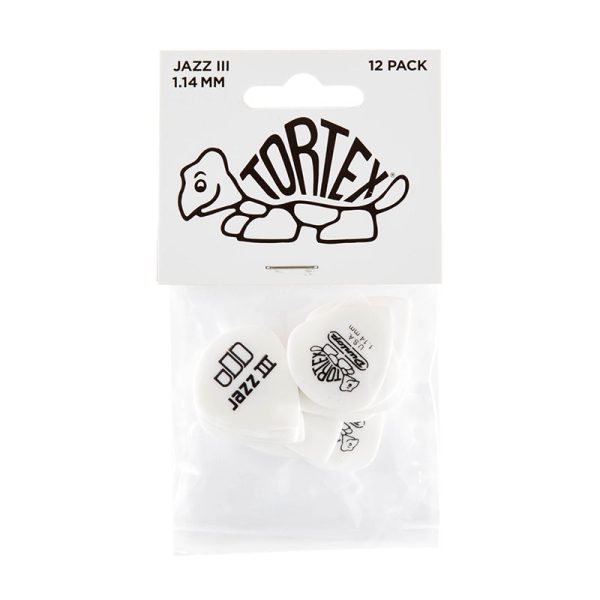 Dunlop Tortex Jazz III White 1.14mm Guitar Plectrums - Player Pack