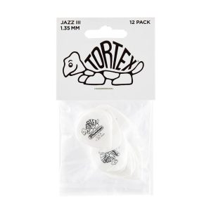 Dunlop Tortex Jazz III White 1.35mm Guitar Plectrums - Player Pack