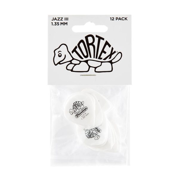 Dunlop Tortex Jazz III White 1.35mm Guitar Plectrums - Player Pack