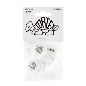 Dunlop Tortex Jazz III White 1.50mm Guitar Plectrums - Player Pack