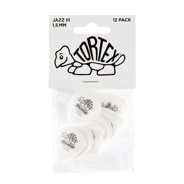 Dunlop Tortex Jazz III White 1.50mm Guitar Plectrums - Player Pack