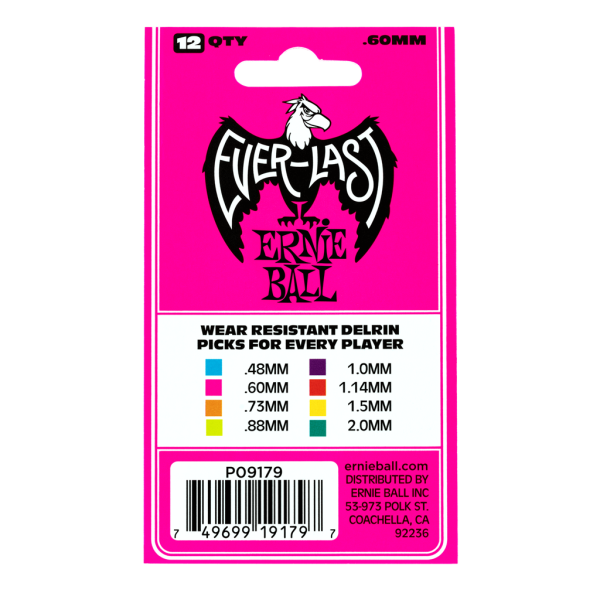 Ernie Ball Everlast Pink 0.60mm - 12 Pack - Image 2