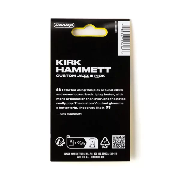 Dunlop Kirk Hammett Nylon Jazz III 1.38mm - Yellow - Player Pack - Image 2
